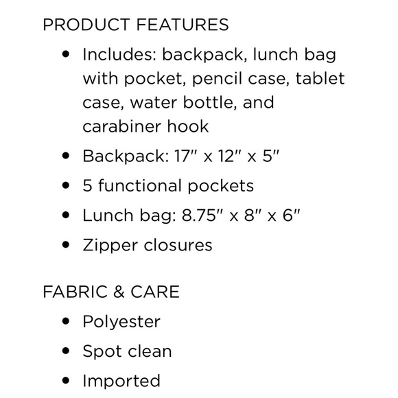 Kids 6 piece tie dye backpack set - Picture 5 of 5